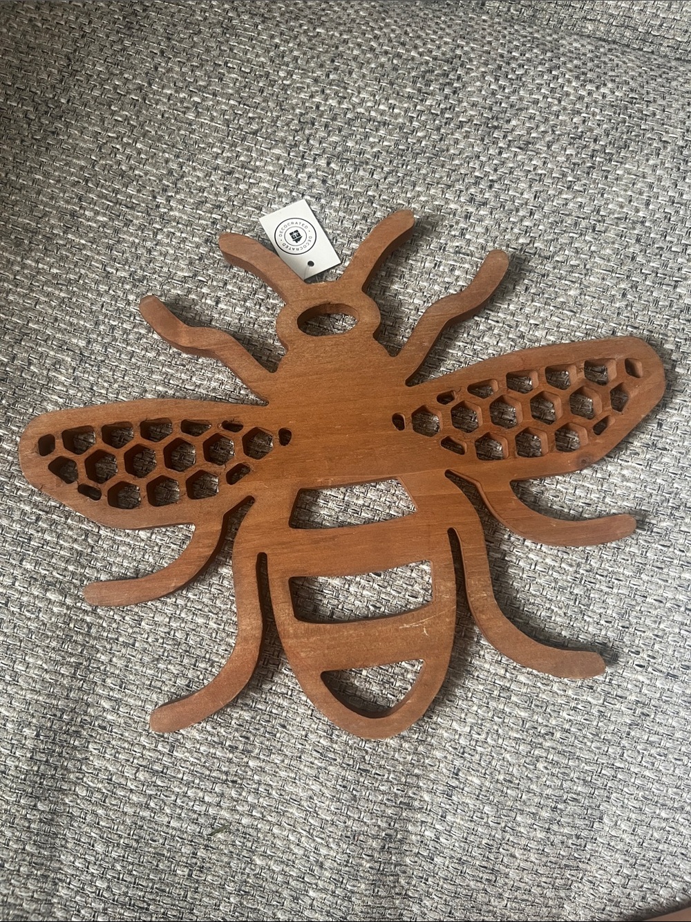 Handcrafted Wooden Bee Wall Art - Brown